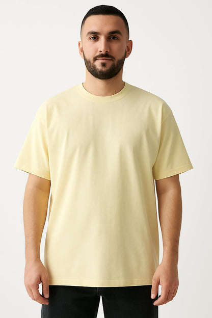 Erkek Oversize Tshirt (Bol Kalıp) Premium Kalite Düz Model - Sarı