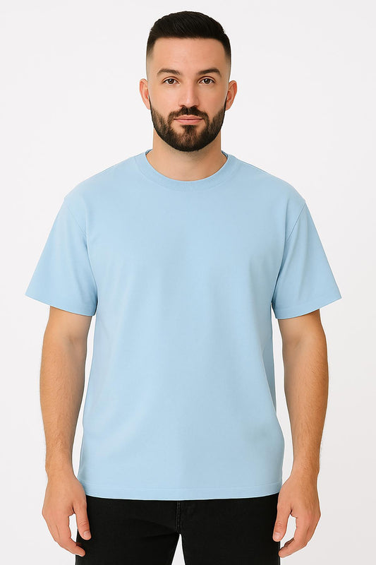 Erkek Oversize Tshirt (Bol Kalıp) Premium Kalite Düz Model - Bebek Mavi