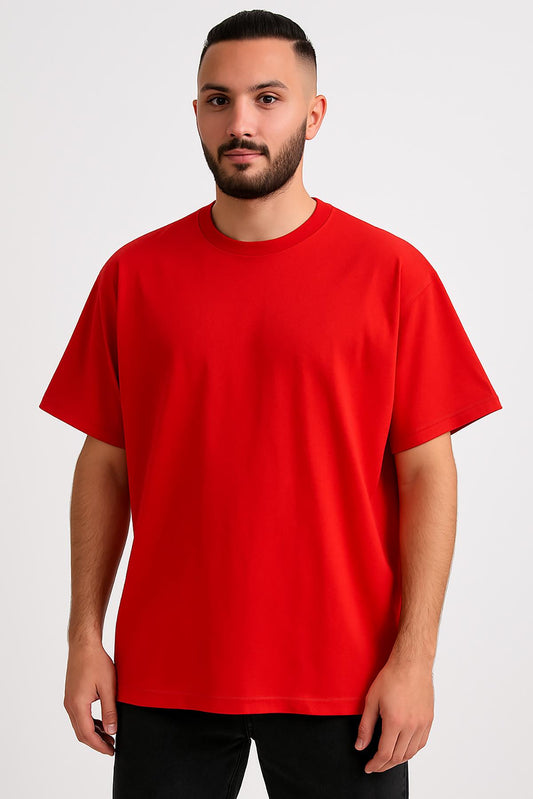Erkek Oversize Tshirt (Bol Kalıp) Premium Kalite Düz Model - Nar Çiçeği