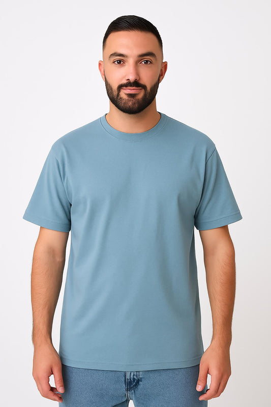 Erkek Oversize Tshirt (Bol Kalıp) Premium Kalite Düz Model - Mavi