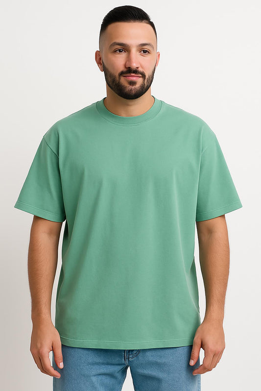Erkek Oversize Tshirt (Bol Kalıp) Premium Kalite Düz Model - Zümrüt Yeşili