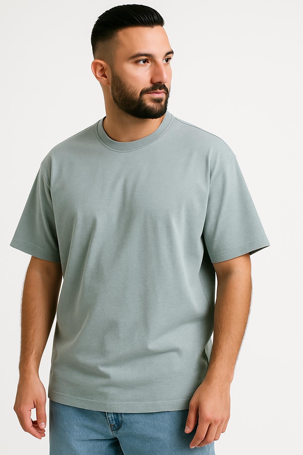 Erkek Oversize Tshirt (Bol Kalıp) Premium Kalite Düz Model - Koyu Gri