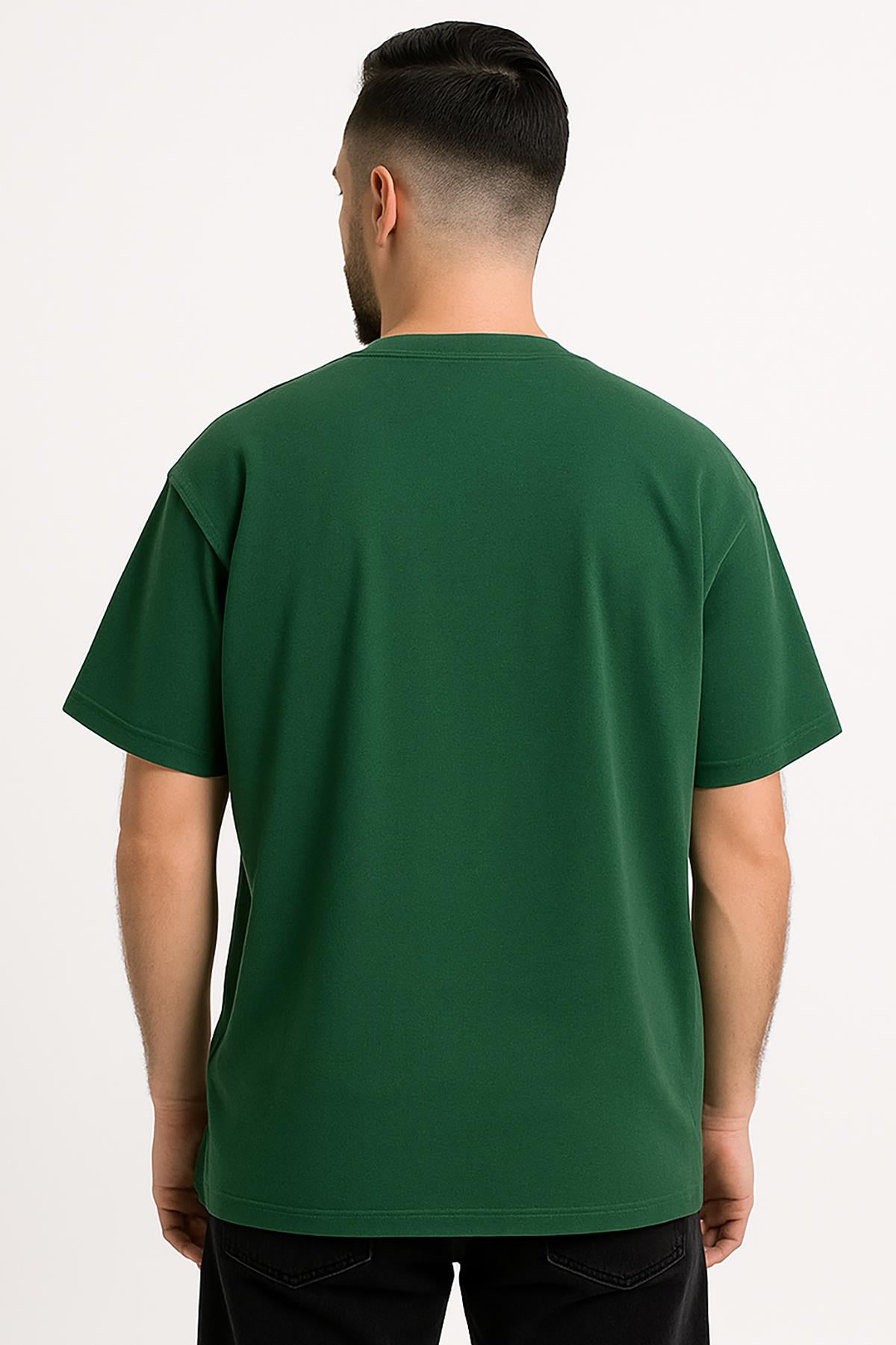 Erkek Oversize Tshirt (Bol Kalıp) Premium Kalite Düz Model - Haki Yeşil