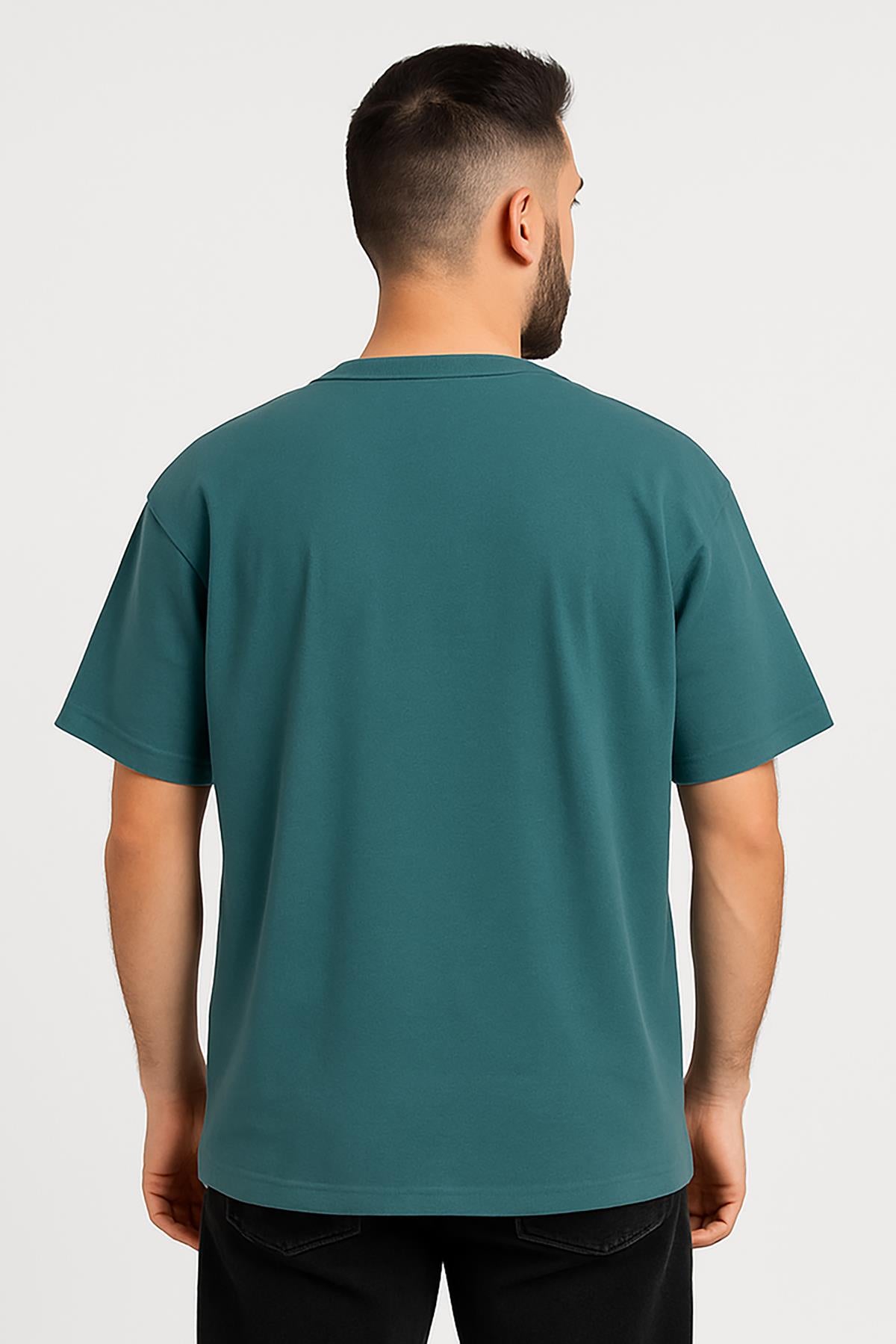Erkek Oversize Tshirt (Bol Kalıp) Premium Kalite Düz Model - Yeşil