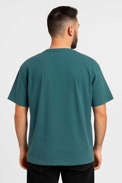 Erkek Oversize Tshirt (Bol Kalıp) Premium Kalite Düz Model - Yeşil