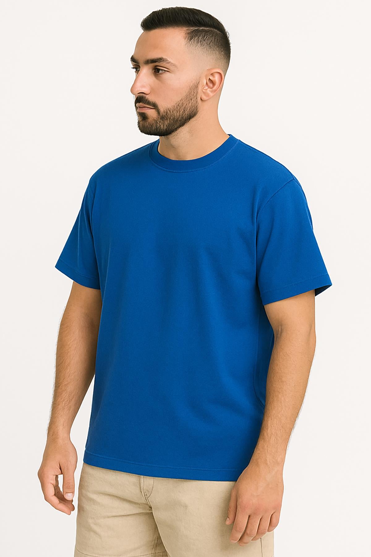 Erkek Oversize Tshirt (Bol Kalıp) Premium Kalite Düz Model - Saks Mavi