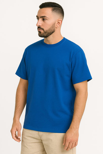 Erkek Oversize Tshirt (Bol Kalıp) Premium Kalite Düz Model - Saks Mavi