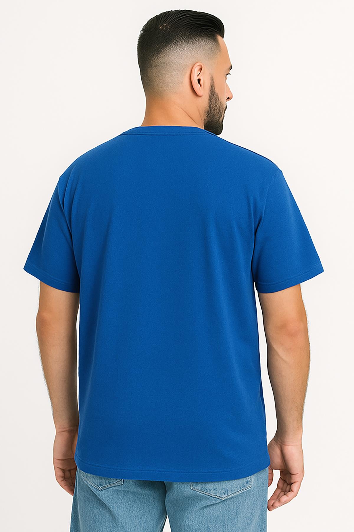 Erkek Oversize Tshirt (Bol Kalıp) Premium Kalite Düz Model - Saks Mavi