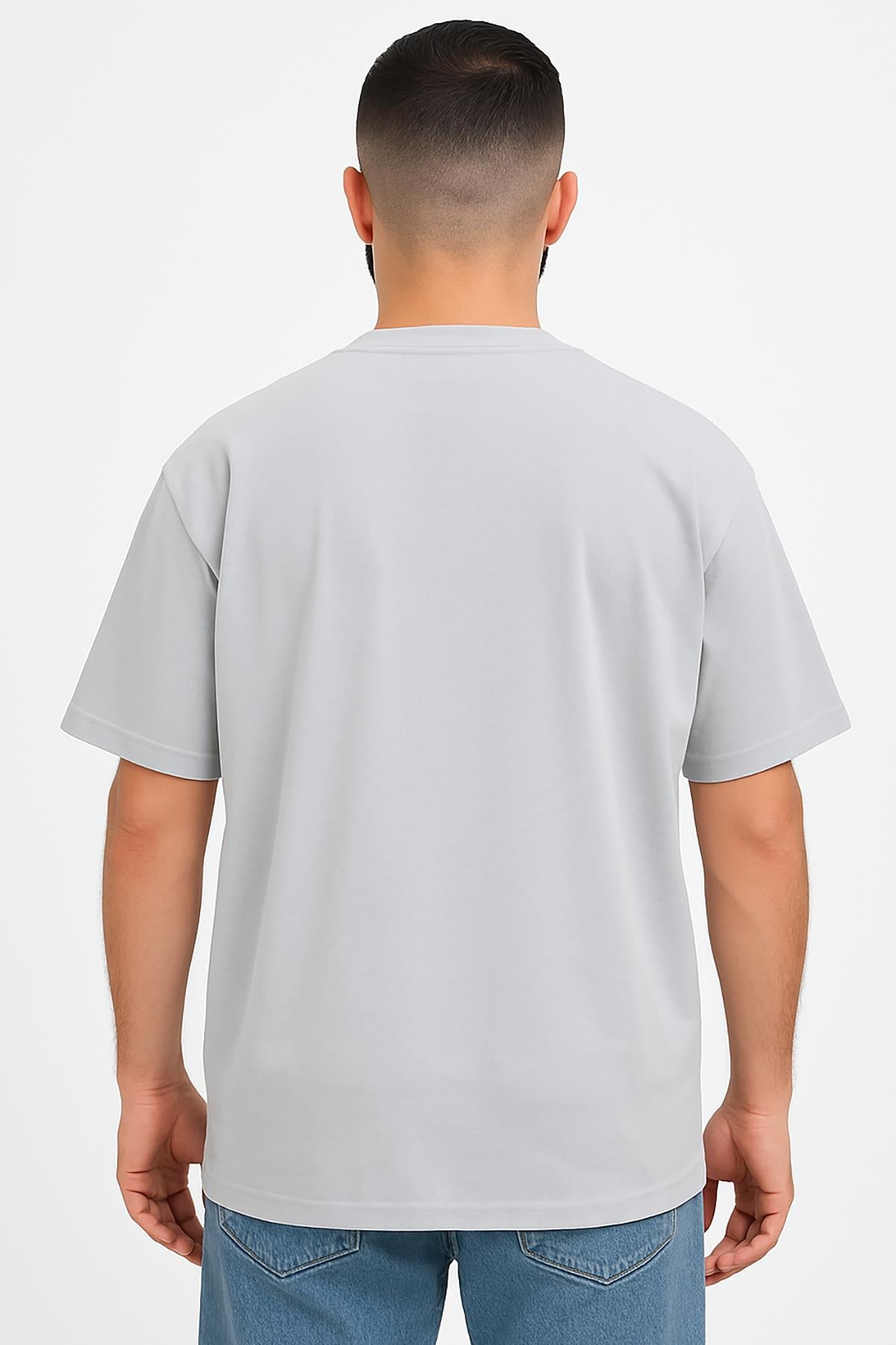 Erkek Oversize Tshirt (Bol Kalıp) Premium Kalite Düz Model - Gri