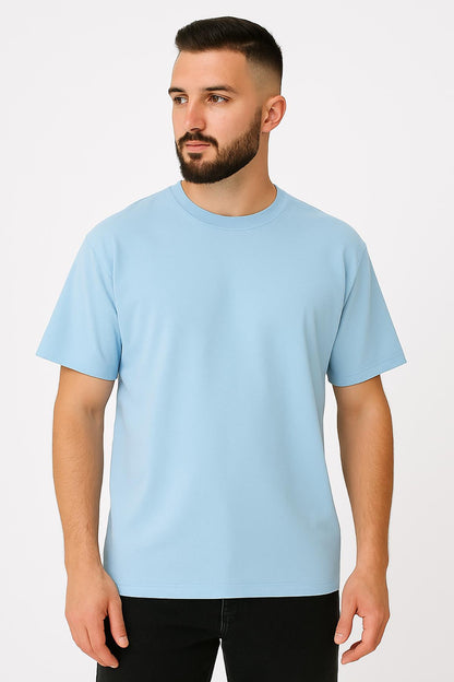 Erkek Oversize Tshirt (Bol Kalıp) Premium Kalite Düz Model - Bebek Mavi