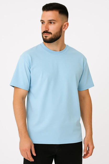 Erkek Oversize Tshirt (Bol Kalıp) Premium Kalite Düz Model - Bebek Mavi