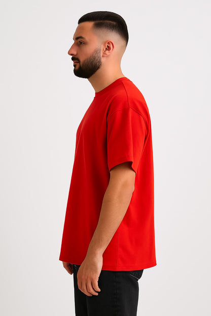 Erkek Oversize Tshirt (Bol Kalıp) Premium Kalite Düz Model - Nar Çiçeği