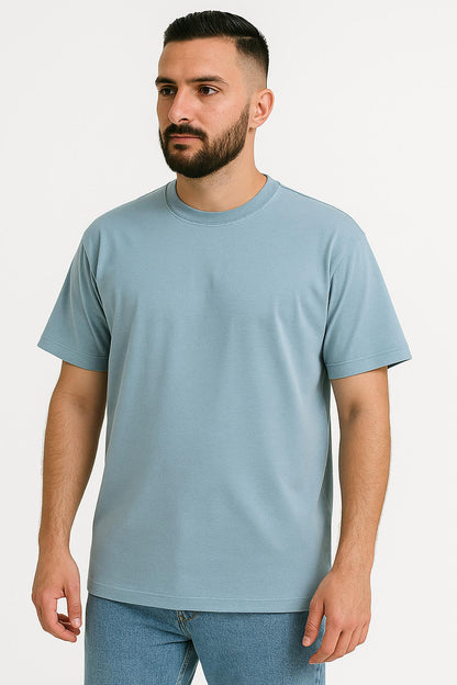 Erkek Oversize Tshirt (Bol Kalıp) Premium Kalite Düz Model - Mavi