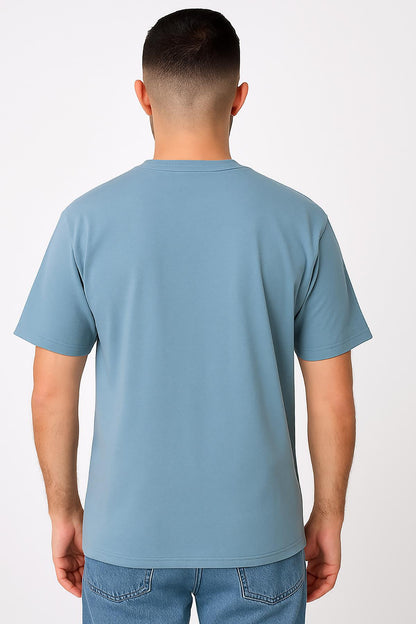 Erkek Oversize Tshirt (Bol Kalıp) Premium Kalite Düz Model - Mavi