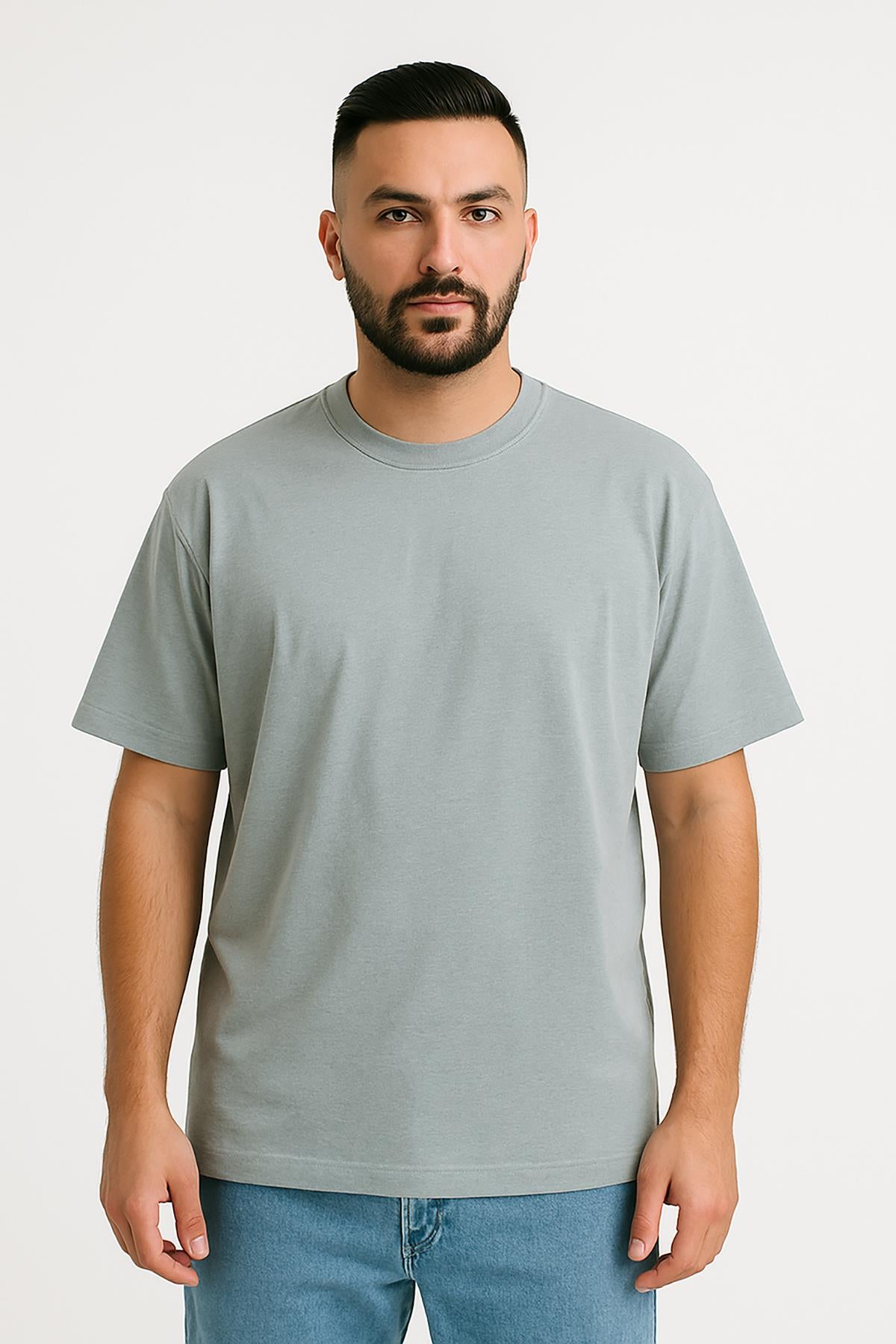 Erkek Oversize Tshirt (Bol Kalıp) Premium Kalite Düz Model - Koyu Gri