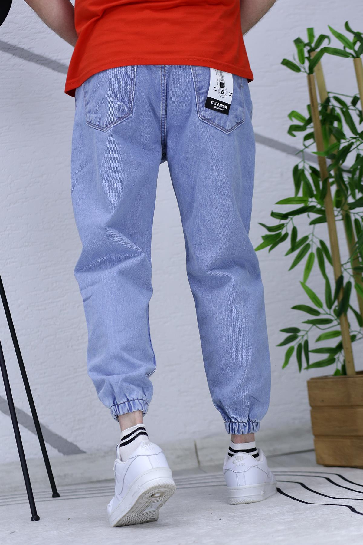 Erkek Paçası Lastikli Boyfriend Kot Pantalon 656 - Açık Mavi