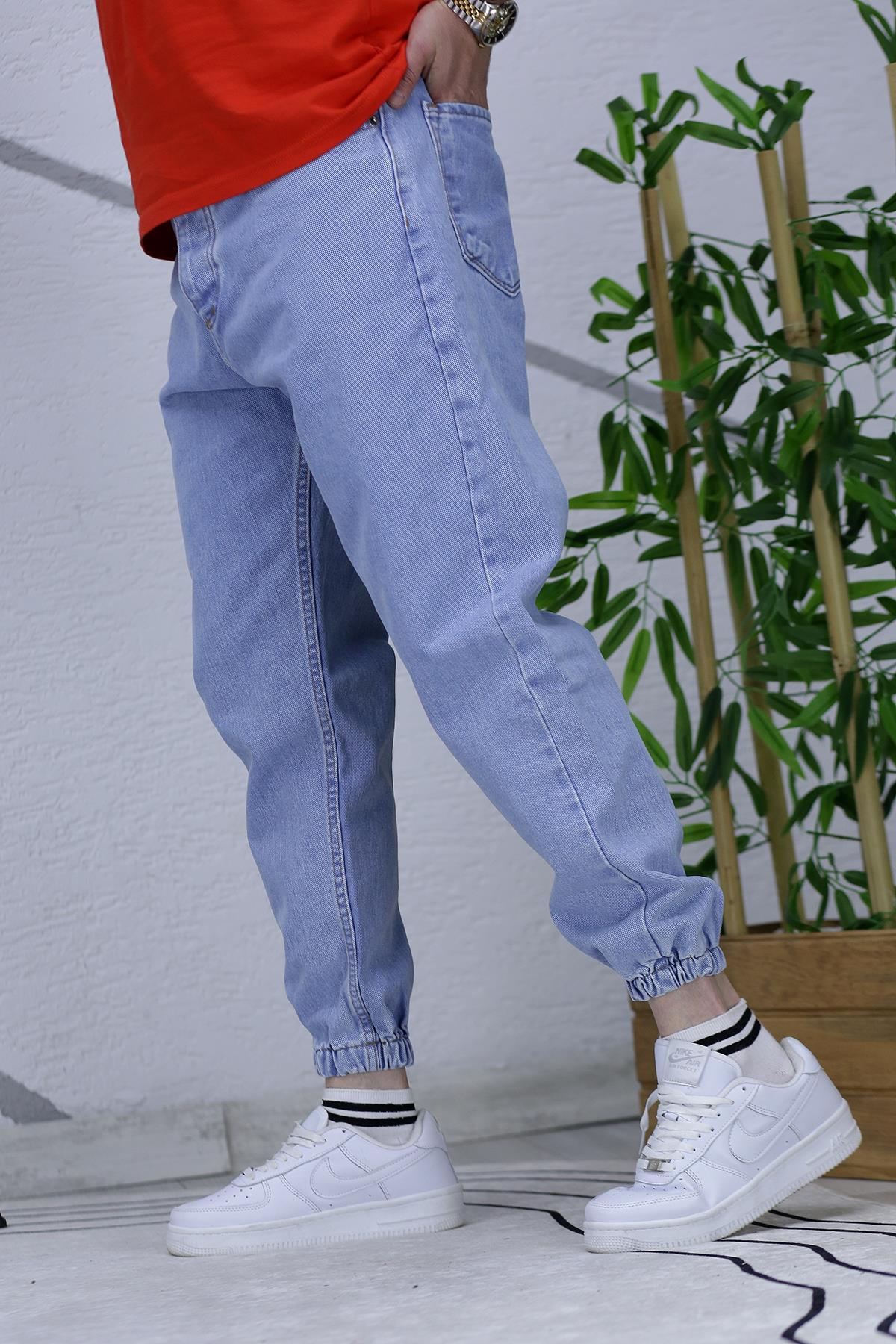 Erkek Paçası Lastikli Boyfriend Kot Pantalon 656 - Açık Mavi