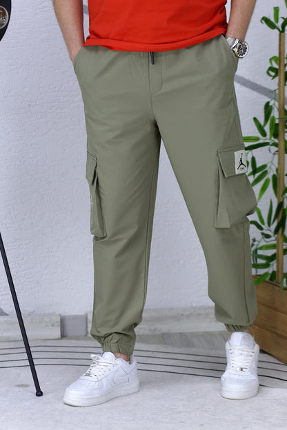 Erkek Paçası Lastikli Cep Detaylı Kargo Pantolon 13 - Haki Yeşil
