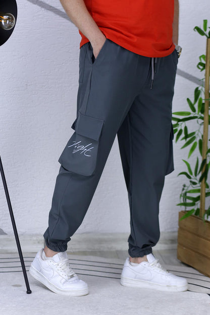 Erkek Paçası Lastikli Cep Detaylı Kargo Pantolon 13 - Antrasit