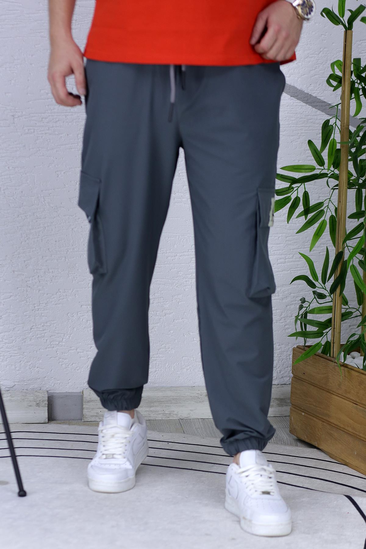 Erkek Paçası Lastikli Cep Detaylı Kargo Pantolon 13 - Antrasit