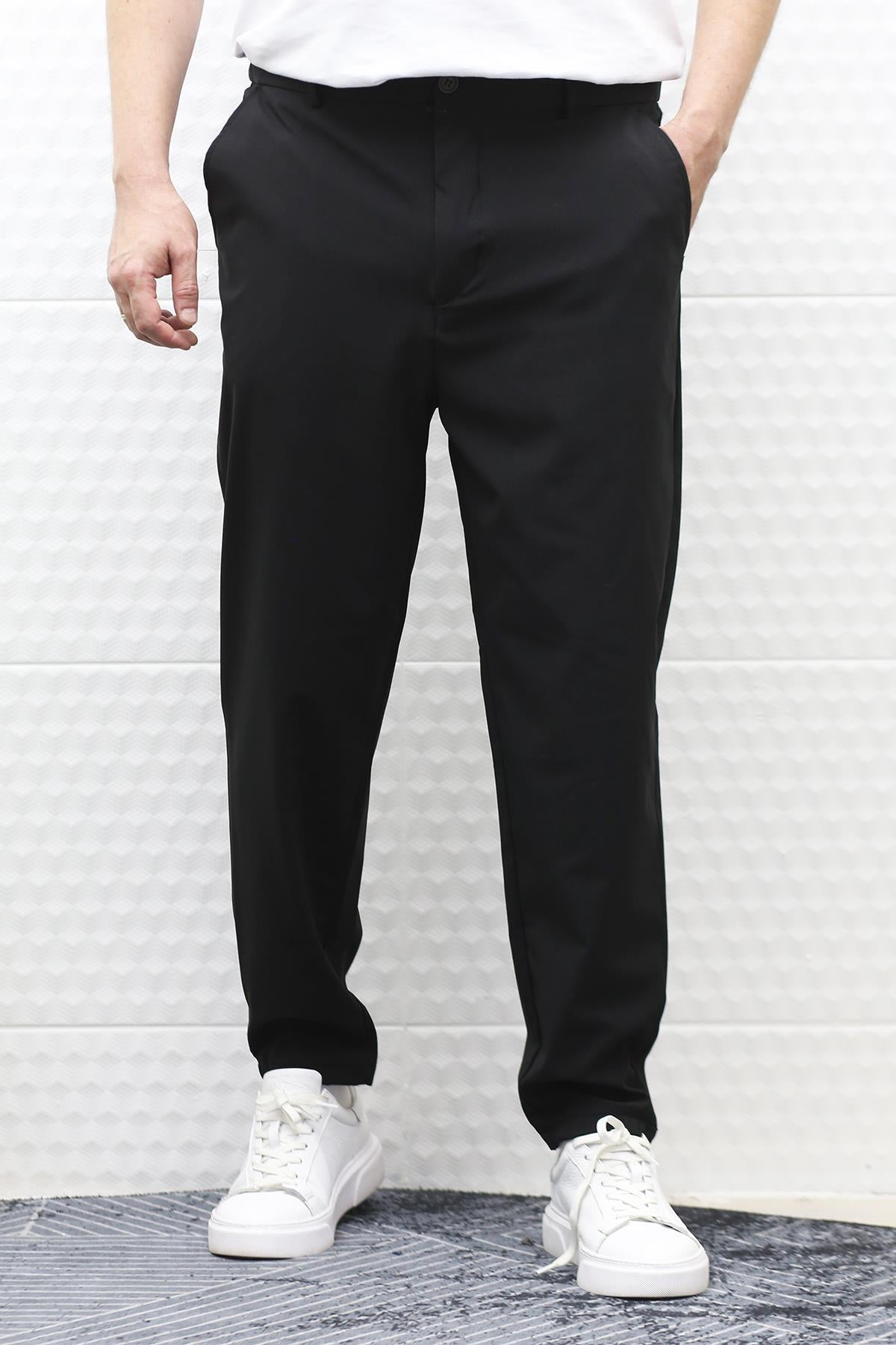 Erkek Pantolon Yazlık Paraşüt Kumaş Full Likralı - Siyah