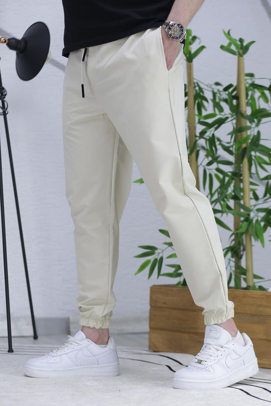 Erkek Paraşüt Jogger Pantolon11 - Bej