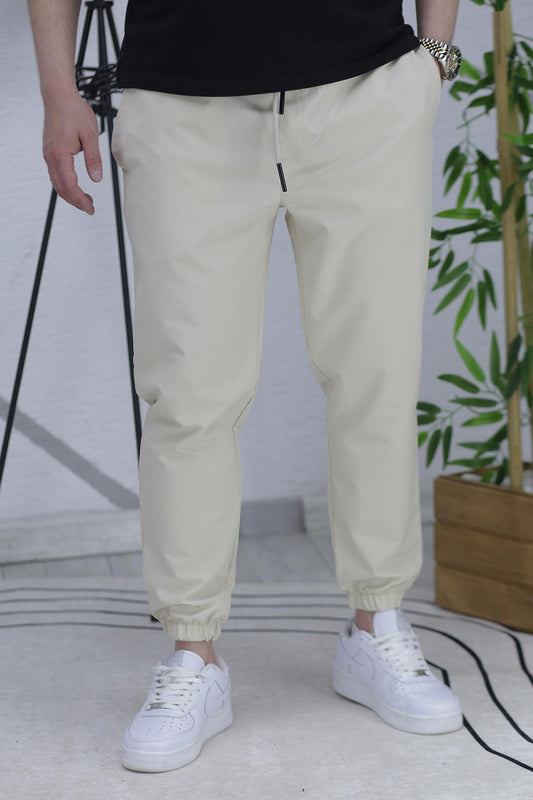 Erkek Paraşüt Jogger Pantolon11 - Bej