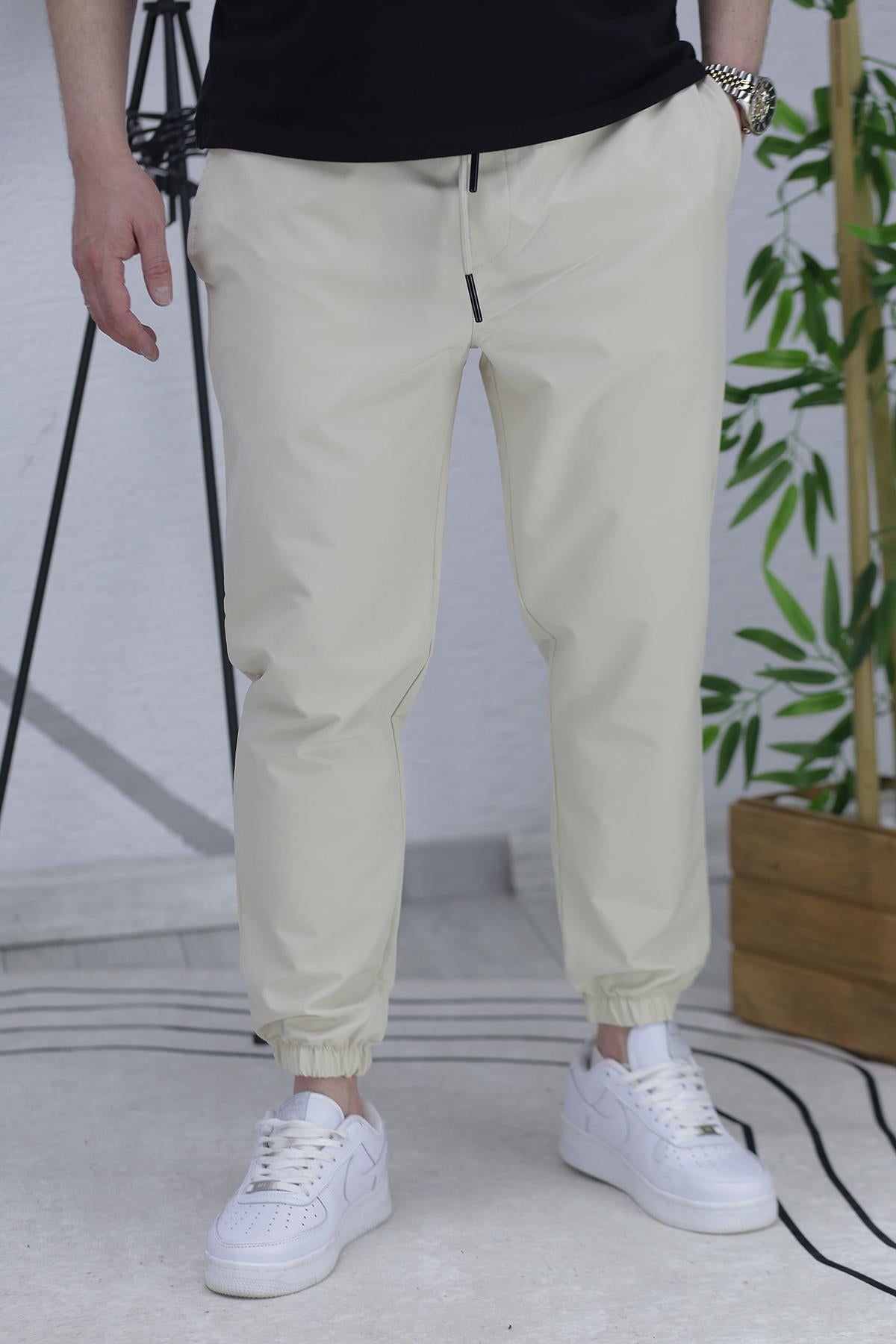 Erkek Paraşüt Jogger Pantolon11 - Bej