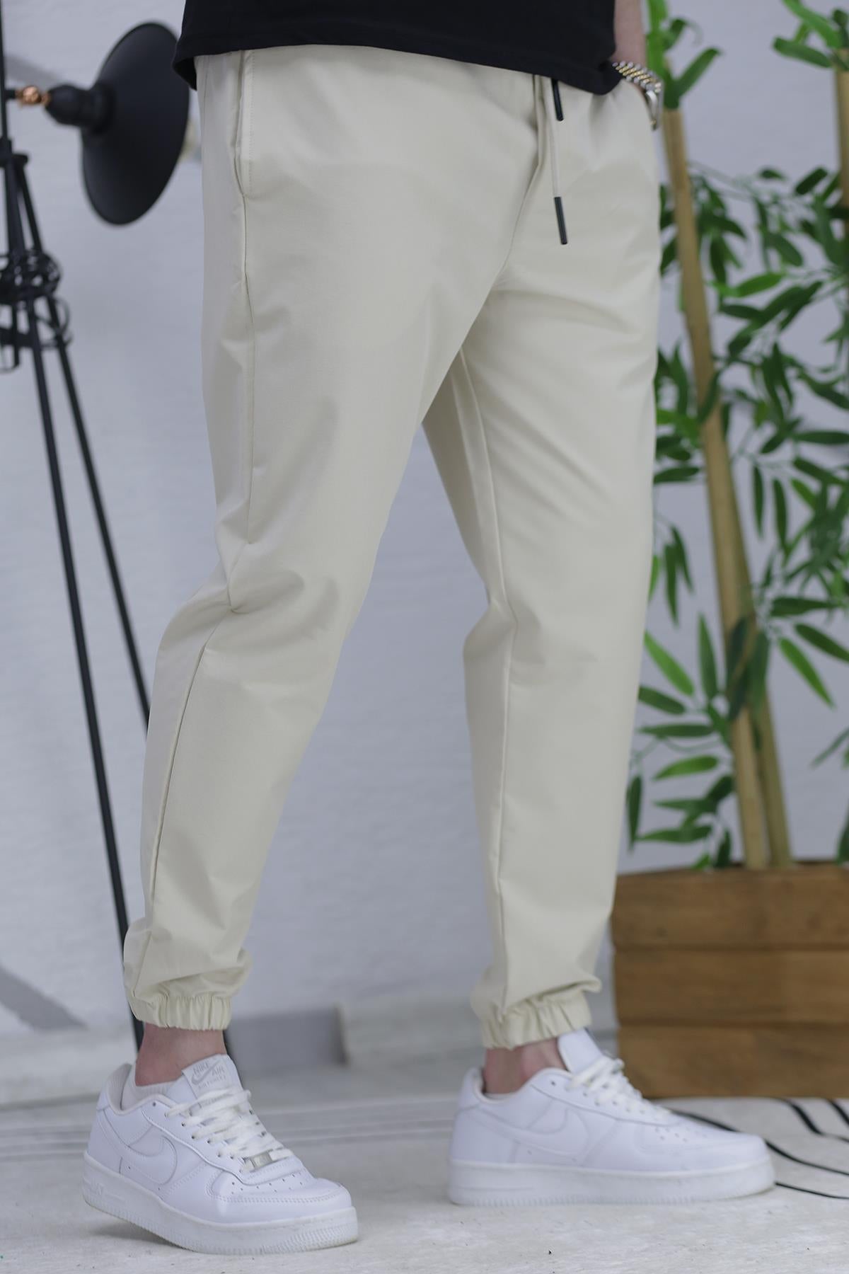 Erkek Paraşüt Jogger Pantolon11 - Bej