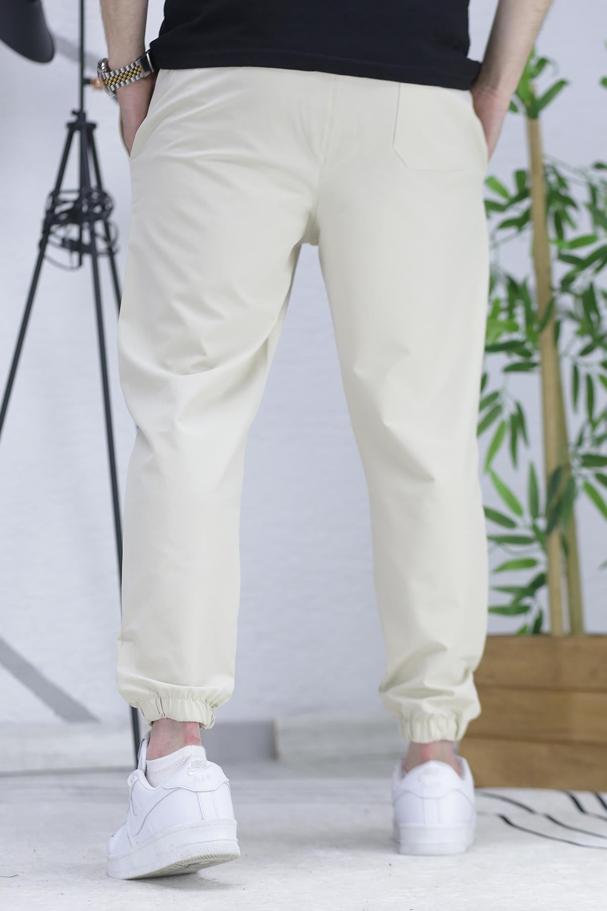 Erkek Paraşüt Jogger Pantolon11 - Bej