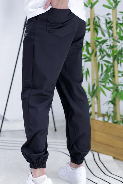 Erkek Paraşüt Kumaş Spor Siyah Pantolon - Siyah