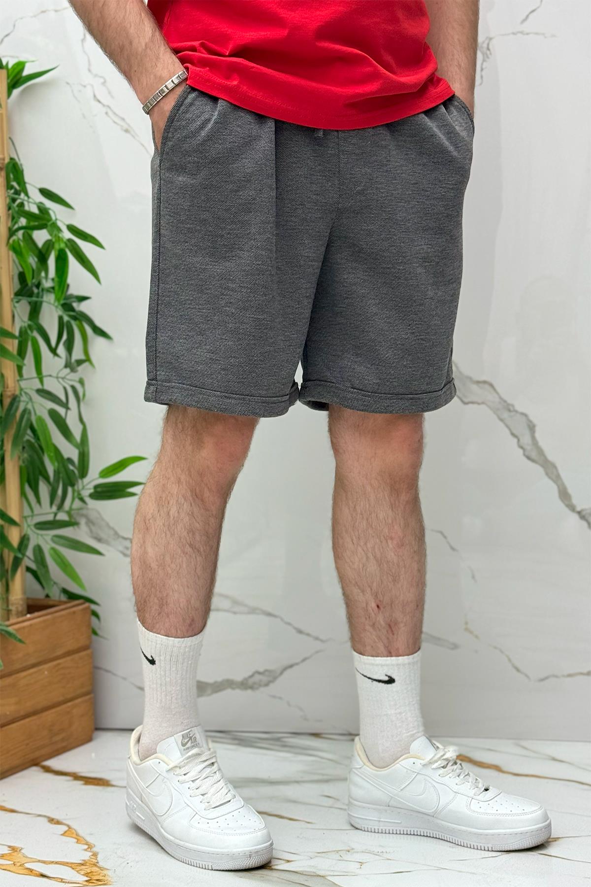 Erkek Pike Kumaş Rahat Şort - Antrasit