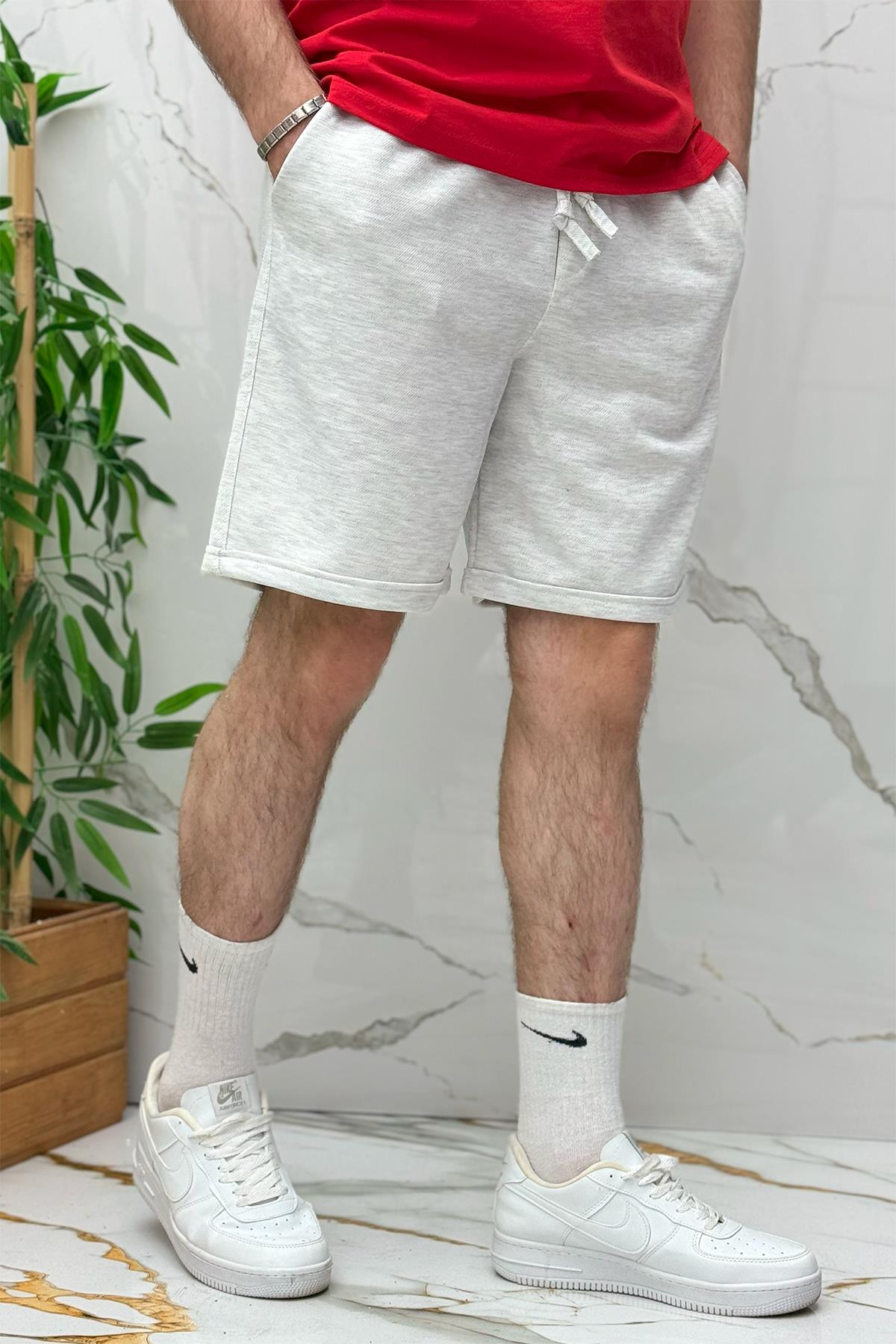 Erkek Pike Kumaş Rahat Şort - Açık Gri