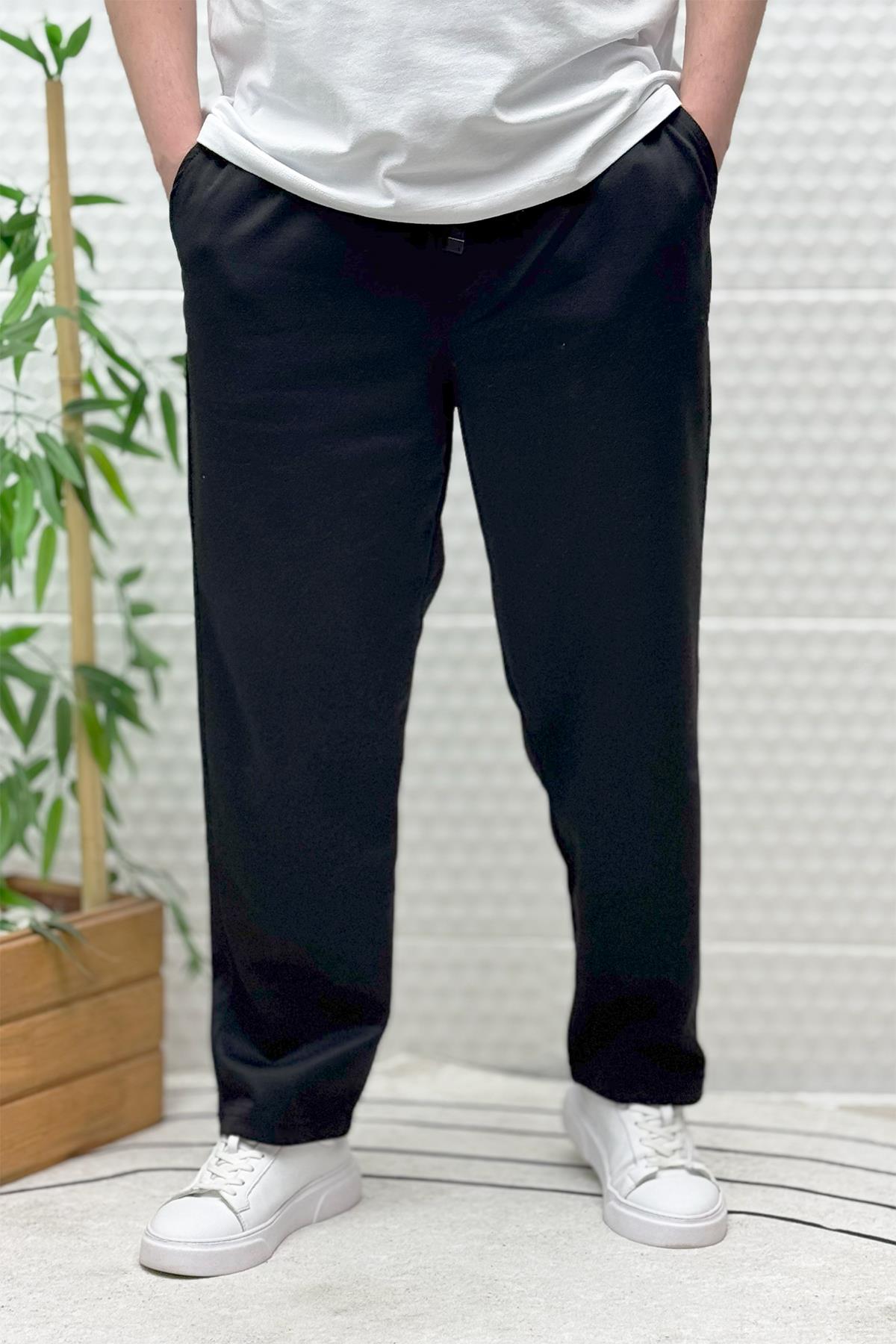 Erkek Rahat Kesim Pike Baggy Pantolon - Siyah