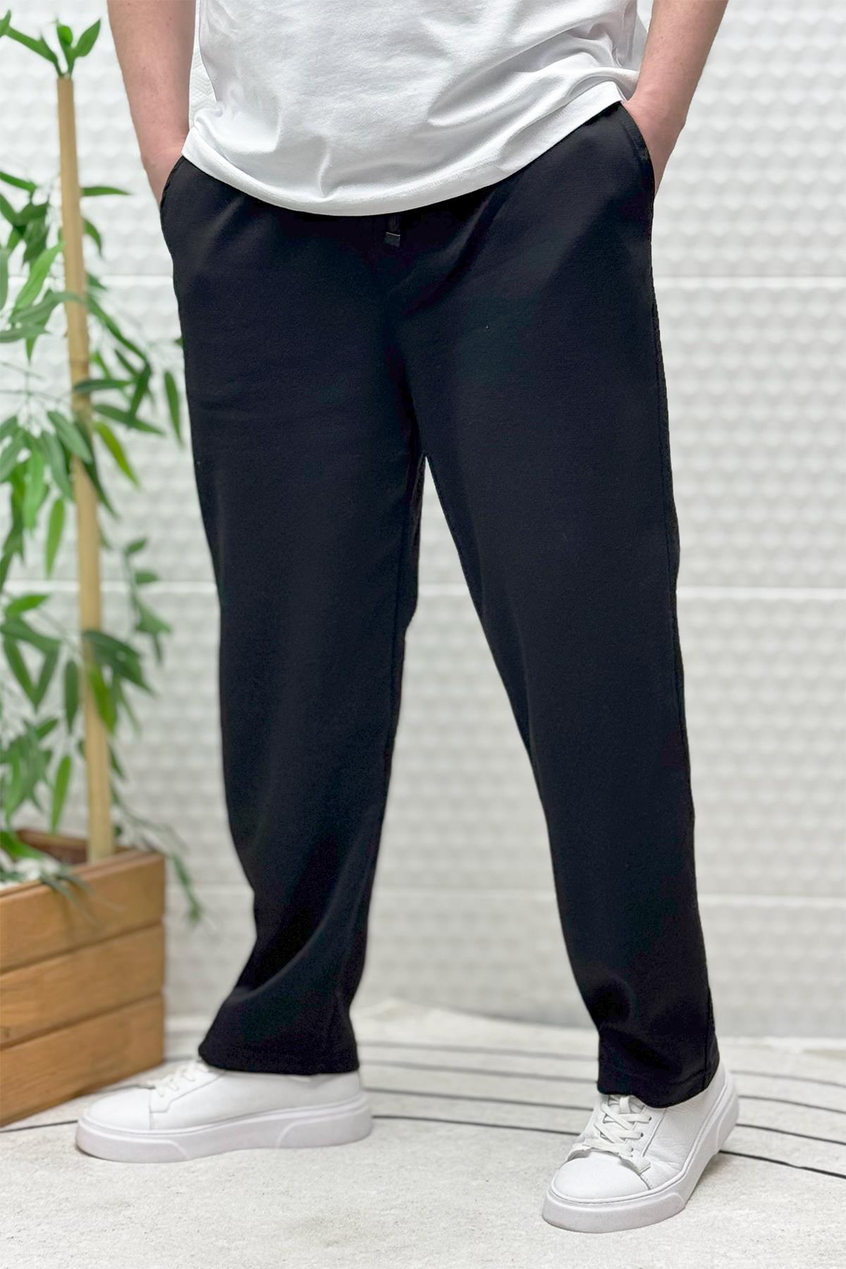 Erkek Rahat Kesim Pike Baggy Pantolon - Siyah