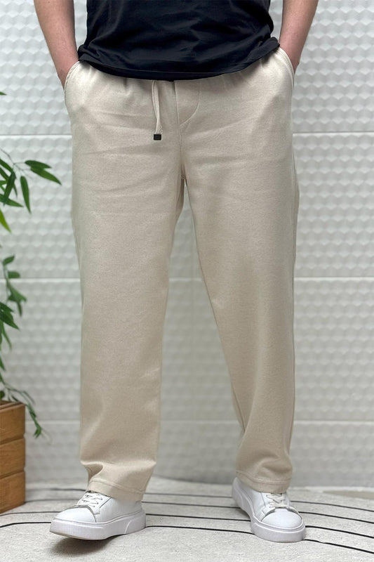 Erkek Rahat Kesim Pike Baggy Pantolon - Bej