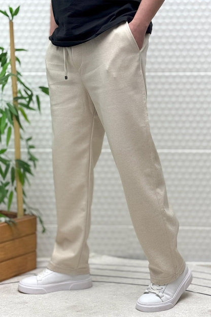 Erkek Rahat Kesim Pike Baggy Pantolon - Bej