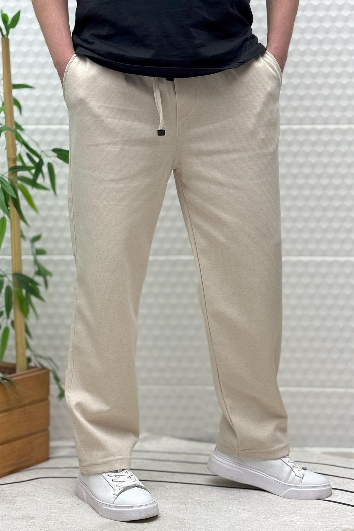 Erkek Rahat Kesim Pike Baggy Pantolon - Bej
