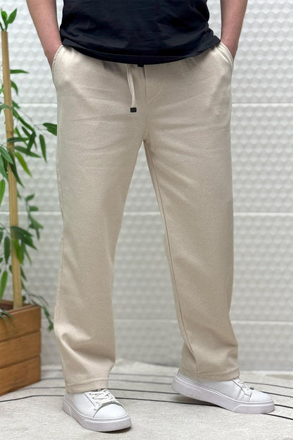 Erkek Rahat Kesim Pike Baggy Pantolon - Bej