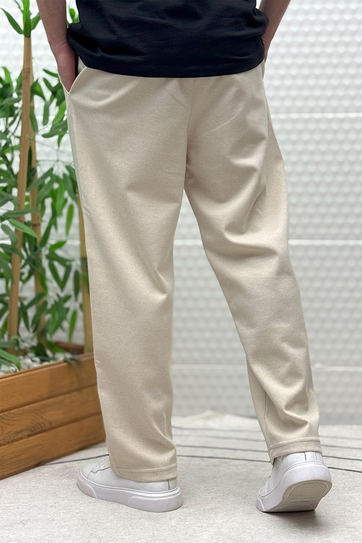 Erkek Rahat Kesim Pike Baggy Pantolon - Bej