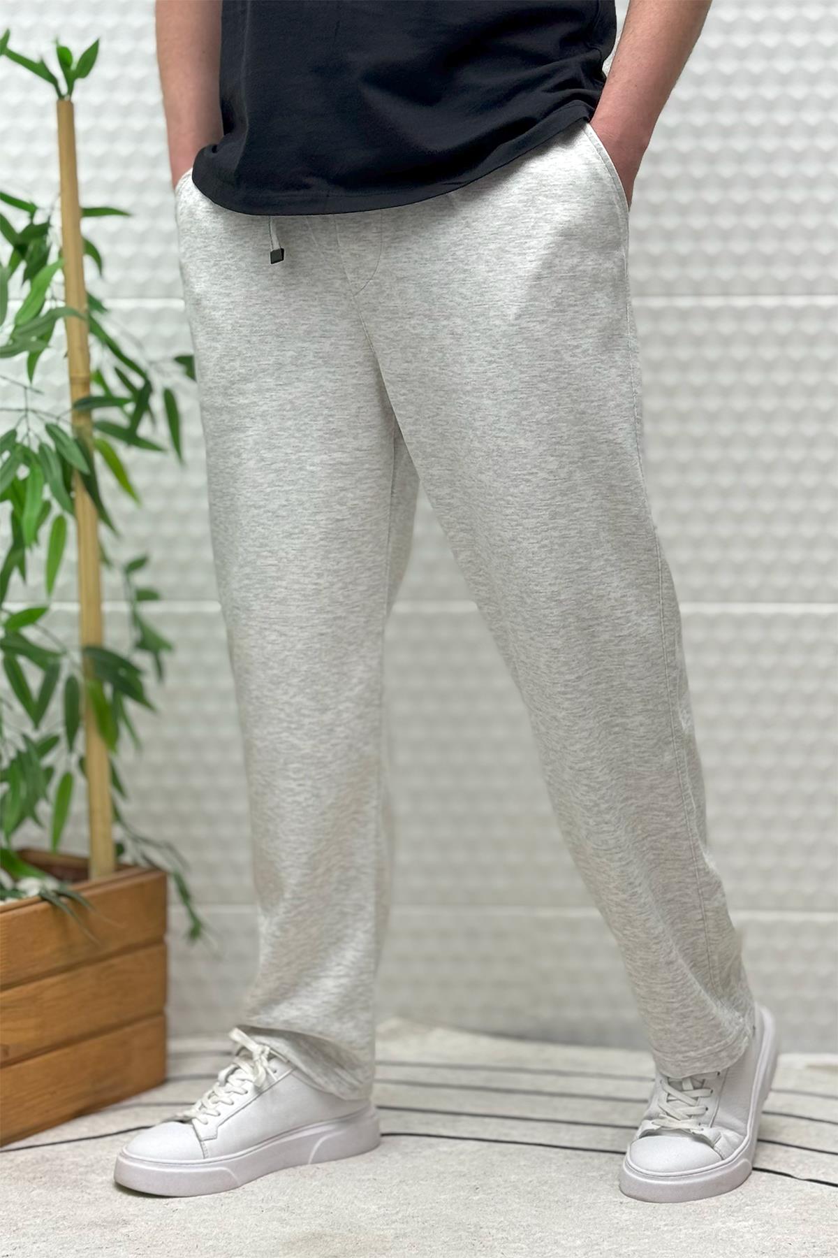 Erkek Rahat Kesim Pike Baggy Pantolon - Açık Gri