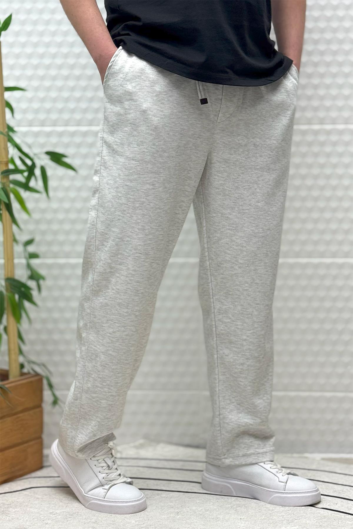 Erkek Rahat Kesim Pike Baggy Pantolon - Açık Gri