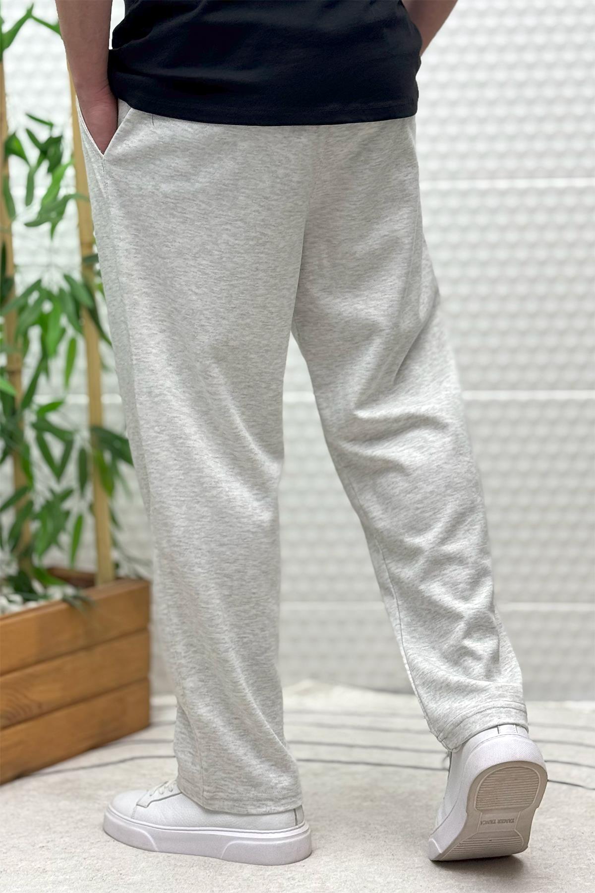 Erkek Rahat Kesim Pike Baggy Pantolon - Açık Gri