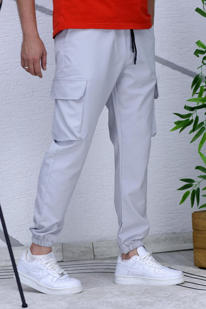 Erkek Reflektörlü Jogger Kargo Pantolon - Gri