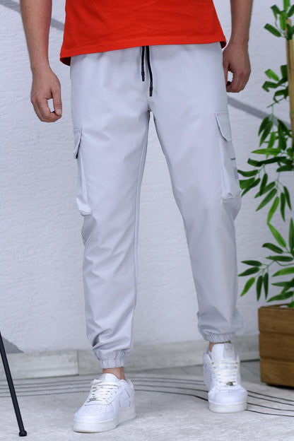 Erkek Reflektörlü Jogger Kargo Pantolon - Gri