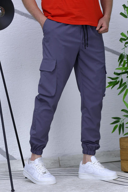 Erkek Reflektörlü Jogger Kargo Pantolon - Antrasit