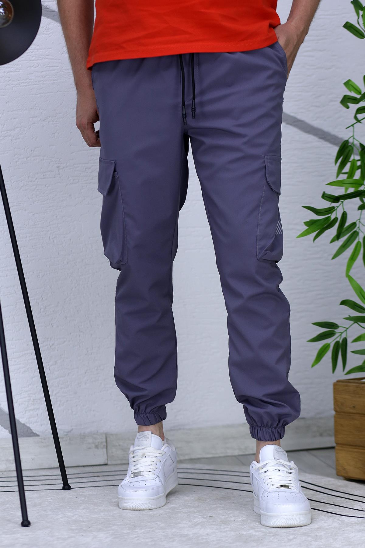 Erkek Reflektörlü Jogger Kargo Pantolon - Antrasit