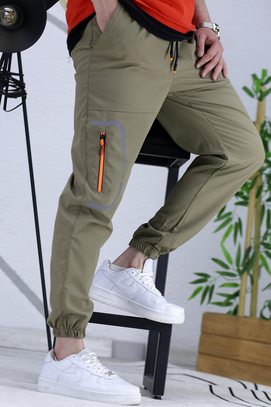 Erkek Reflöktör Detaylı Kargo Pantolon - Yeşil