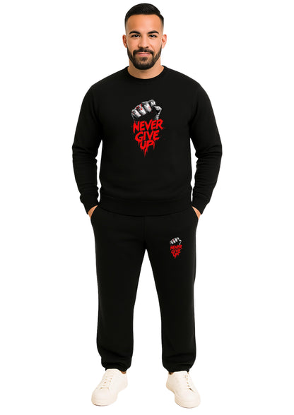 Erkek Sıfır Yaka 2 İplik Şardonlu Paça Lastikli  Eşofman Takımı - Yeşil