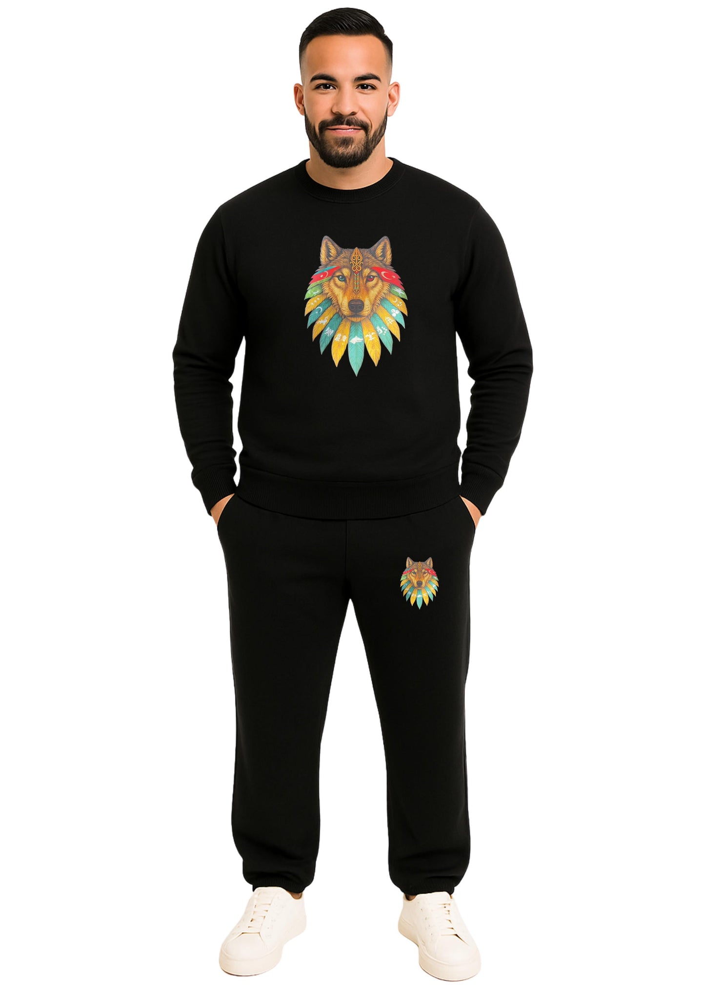 Erkek Sıfır Yaka 2 İplik Şardonlu Paça Lastikli  Eşofman Takımı - Gri